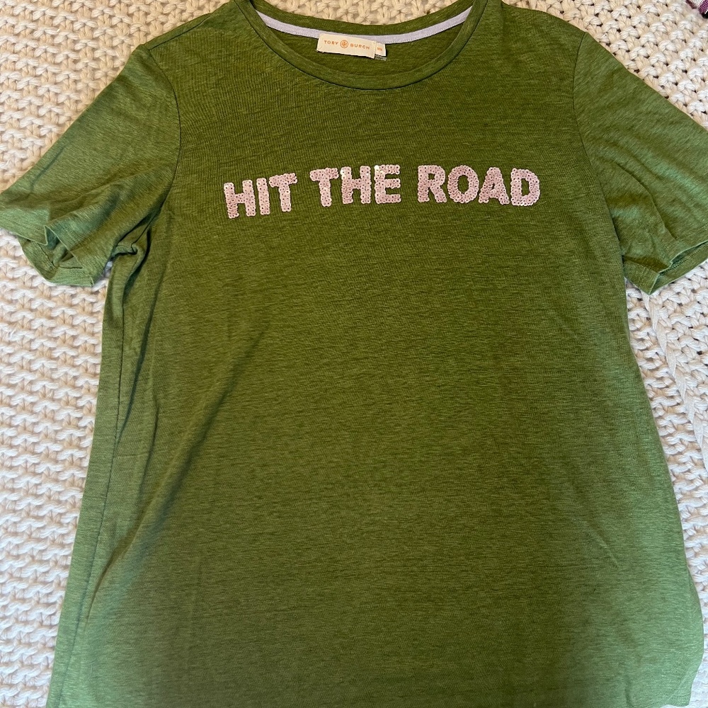 Tory Burch "Hit the Road" linen t-shirt